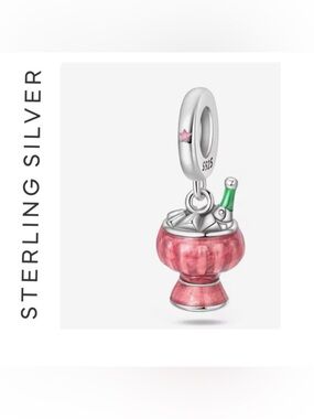 🌟 S925 Sterling Silver Champagne Bucket Charm